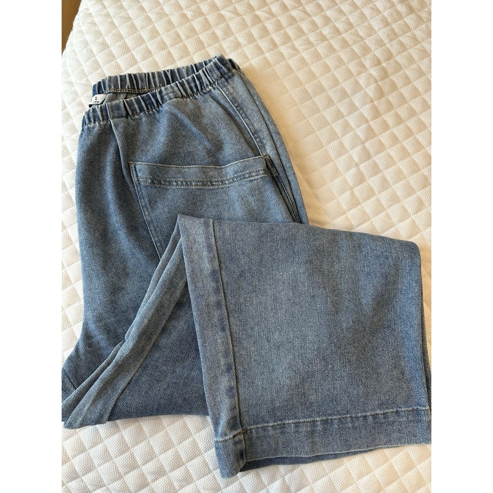 Vanilla Sky Women's Wide Leg Soft Jeans Elastic Waist XL